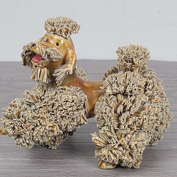 Vintage Brown Porcelain Spaghetti Poodle Dog Walking Figurine - Picture 2 of 7
